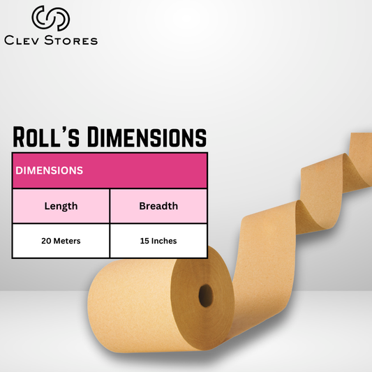 Brown Kraft Paper Roll By Clev Stores (20 meters) x (15 Inches)