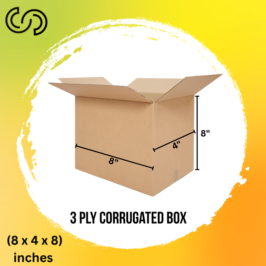 3 Ply Corrugated Box (8 x 4 x 8) Inches