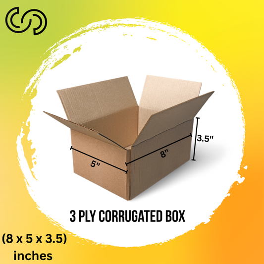 3 Ply Corrugated Box (8 x 5 x 3.5) Inches
