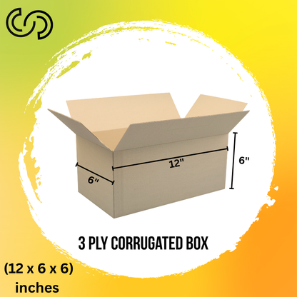 3 Ply Corrugated Box (12 x 6 x 6) Inches