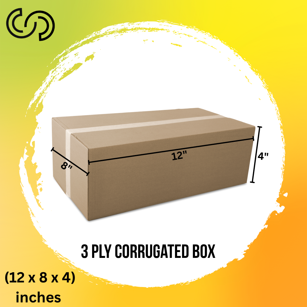 3 Ply Corrugated Box (12 x 8 x 4) Inches