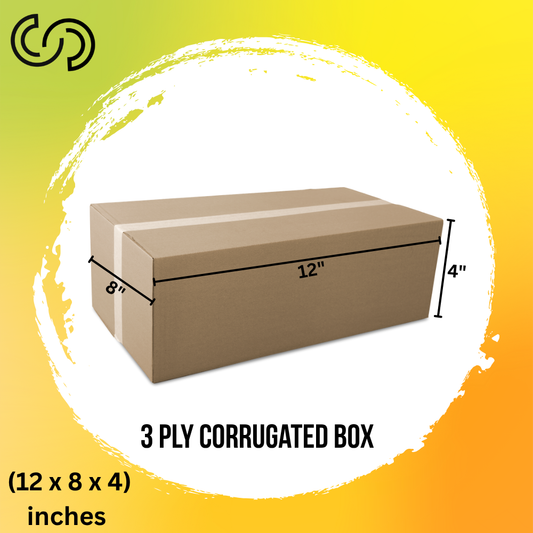 3 Ply Corrugated Box (12 x 8 x 4) Inches