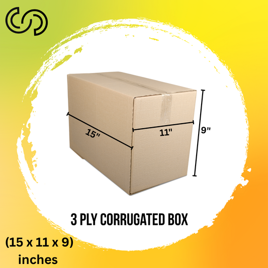 3 Ply Corrugated Box (15 x 11 x 9) Inches