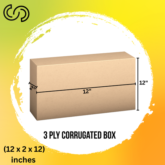 3 Ply Corrugated Box (12 x 2 x 12) Inches