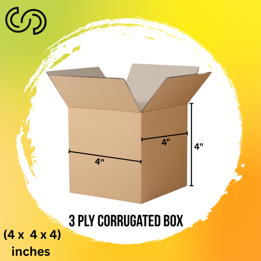 3 Ply Corrugated Box (4 x 4x 4) Inches