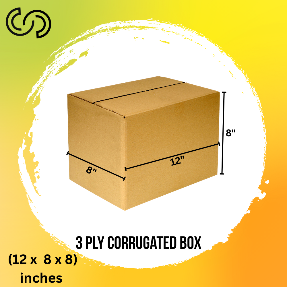 3 Ply Corrugated Box (12 x 8 x 8) Inches