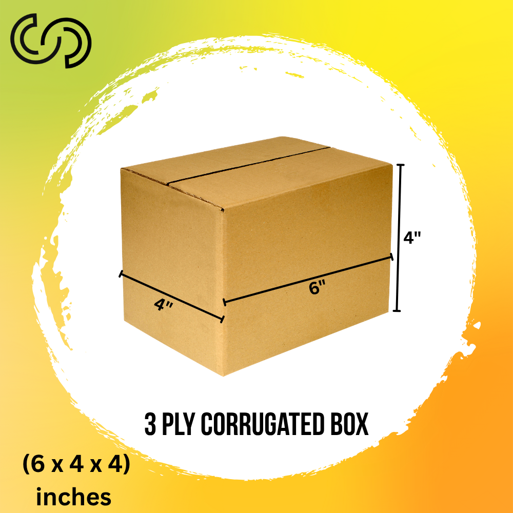 3 Ply Corrugated Box (6 x 4 x 4) Inches