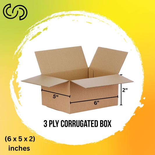 3 Ply Corrugated Box (6 x 5 x 2) Inches
