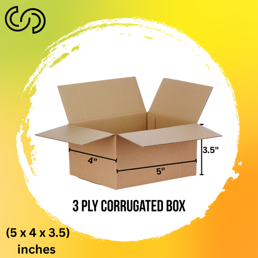 3 Ply Corrugated Box (5 x 4 x 3.5) Inches