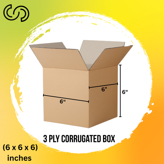 3 Ply Corrugated Box (6 x 6 x 6) Inches